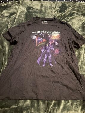 Mattel Masters of the Universe Black Graphic Tee with Purple and Yellow Artwork